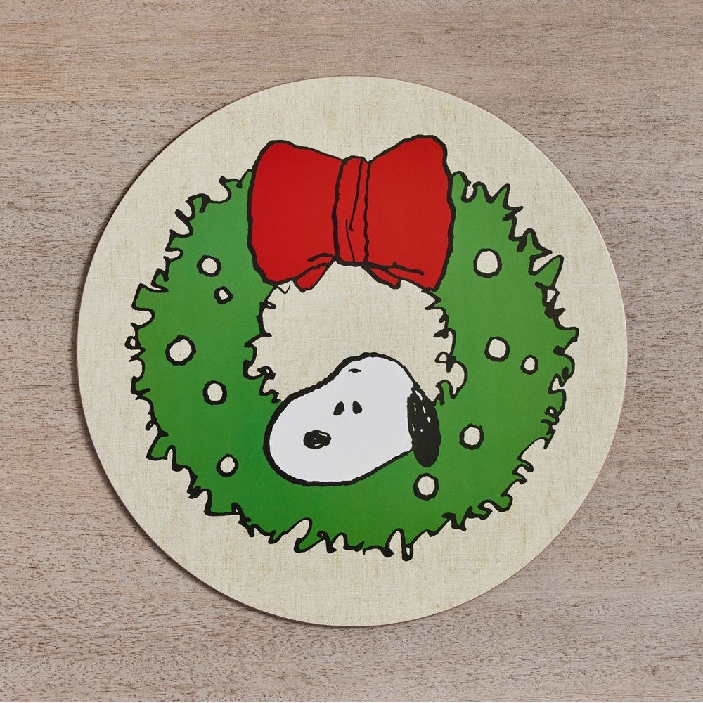Pottery Barn Peanuts Snoopy Wreath Cork Placemats - Set of 4
